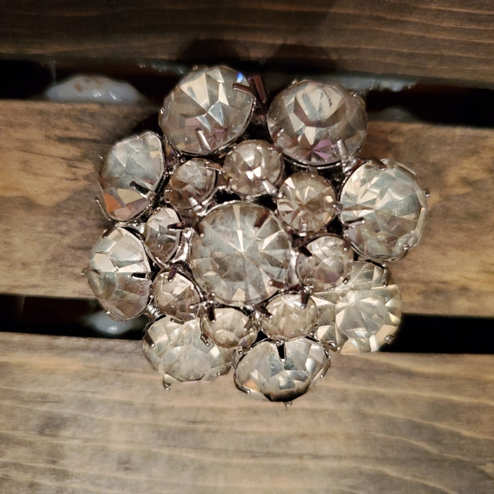 Vintage Round Rhinestone Brooch